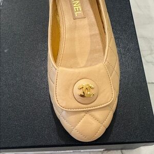 CHANEL Light Beige Ballet Flats